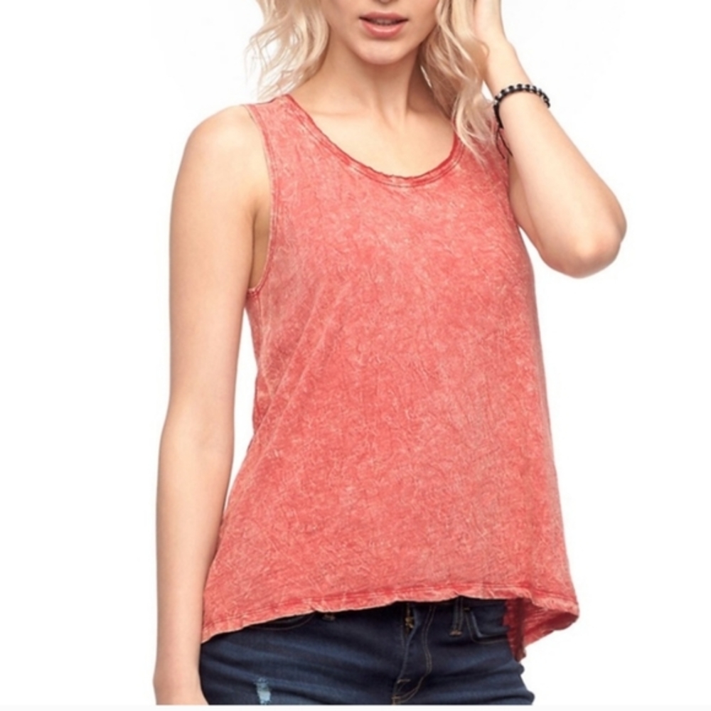 Rock & Republic Red Acid Wash Tank Top